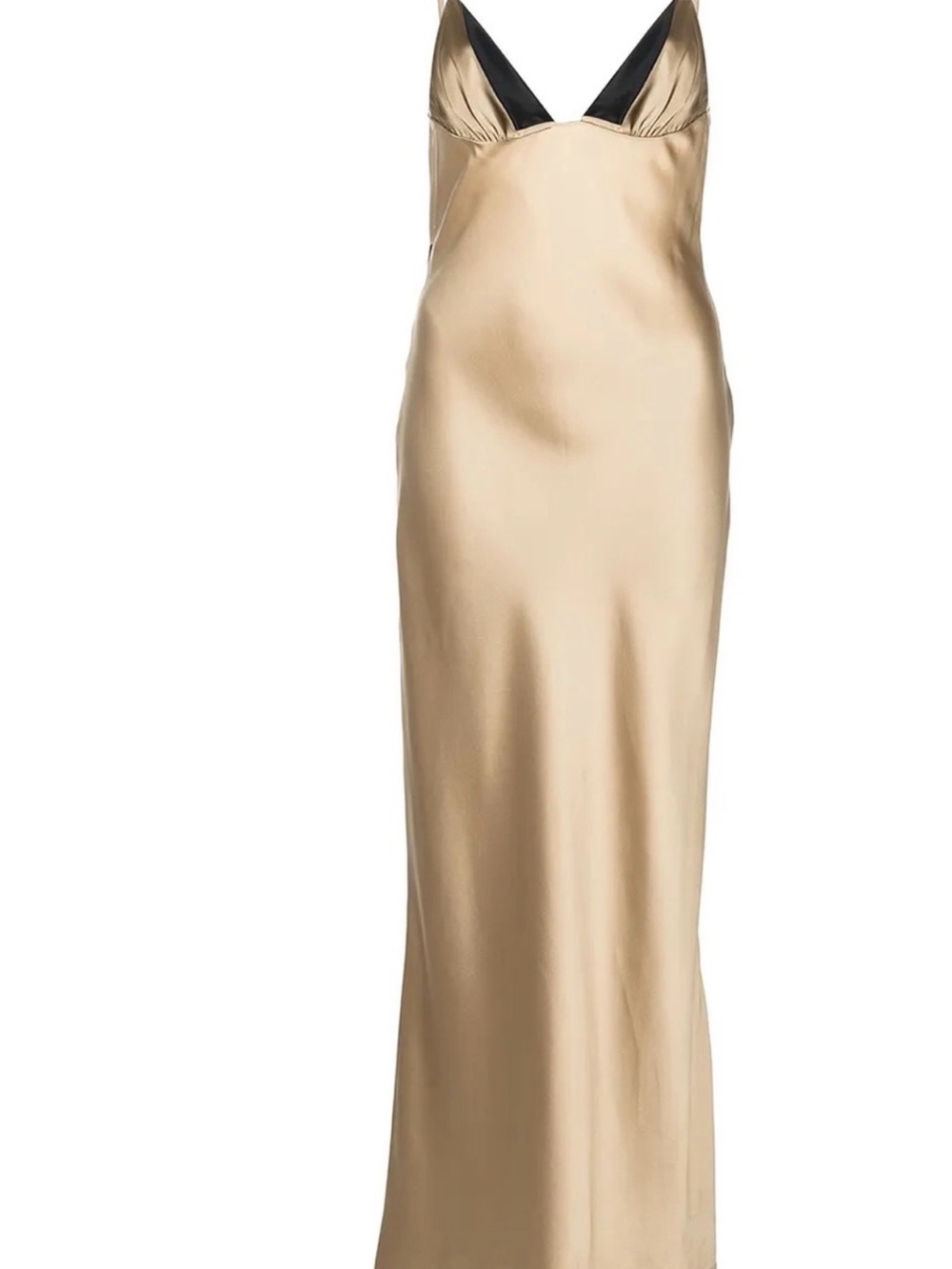Fleur du Mal Champagne Slip Maxi Dress with Black Trim
